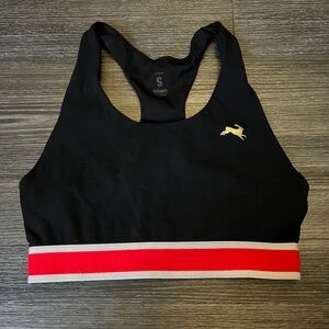 Tracksmith Sports Bra – Black w/ Red Band, Racerback | Women’s Size S